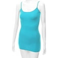 thumbnail image 3 of RT1002 Ladies Adjustable Spaghetti Strap Basic Long Cami Tank Top Aqua S, 3 of 5