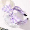 thumbnail image 2 of Bowknot Plaid Headband Wide Edge Hair Pressing Headband Hairpin Bowknot Headband - Plaid Purple, Colorful Headbands Fashion Floral Polka Dot Stripe Hair Bow Headbands Randomly Barrettes, 2 of 9