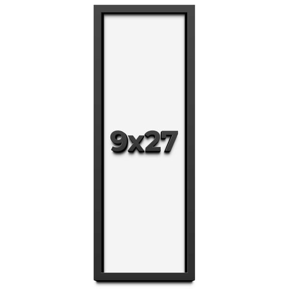 9x27 Shadow Box Frame Black | 1 inches Deep Real Wood Contemporary Shadowbox Display Frame | UV
