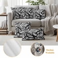 thumbnail image 6 of Grey Geometric Outdoor Waterproof Pillow Covers, Retro Black White Abstract Striped Lines Decorative Square Throw Pillowcase Sofa Cushion Sham for Patio/Couch/Chair, 20"x20" 2 Pack, 6 of 8