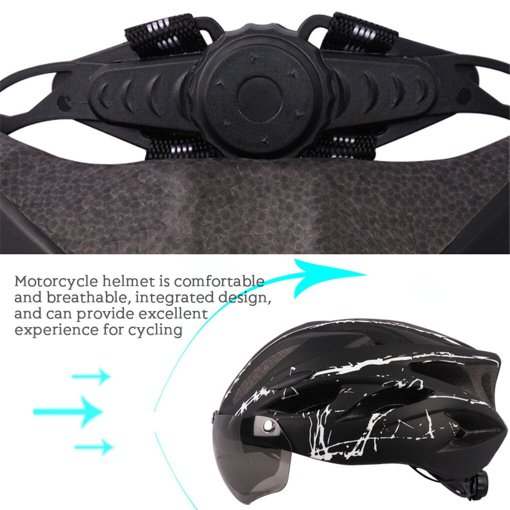 Jooan for Men Women with Safety Led Back Light Detachable Magnetic Goggles for Visor Mountain & Road Adjustable Adult Cycling Helmets, Black White