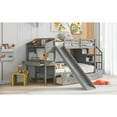thumbnail image 4 of Twin over Twin Bunk Bed with Storage Staircase, Slide and Drawers, Desk with Drawers and Shelves, Gray 11AAE, 4 of 9
