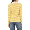 thumbnail image 4 of INSPIRE CHIC Women's Long Sleeve Top Contrast Striped Doll Collar Elastic Loop Back Casual Blouse L Yellow, 4 of 9