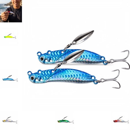Long Distance Casting Metal Lure - VIB Fluttering Spoon Bait Lifelike Blade Lure for Saltwater Freshwater Fishing Durable Metal Fishing Lure 2pc