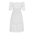 thumbnail image 4 of Honeeladyy Womens Relaxed Fit Print Short Sleeve dress Fashion Women Summer Lace Casual Pullover Solid Attractive Short Sleeve Mini Dress, 4 of 7