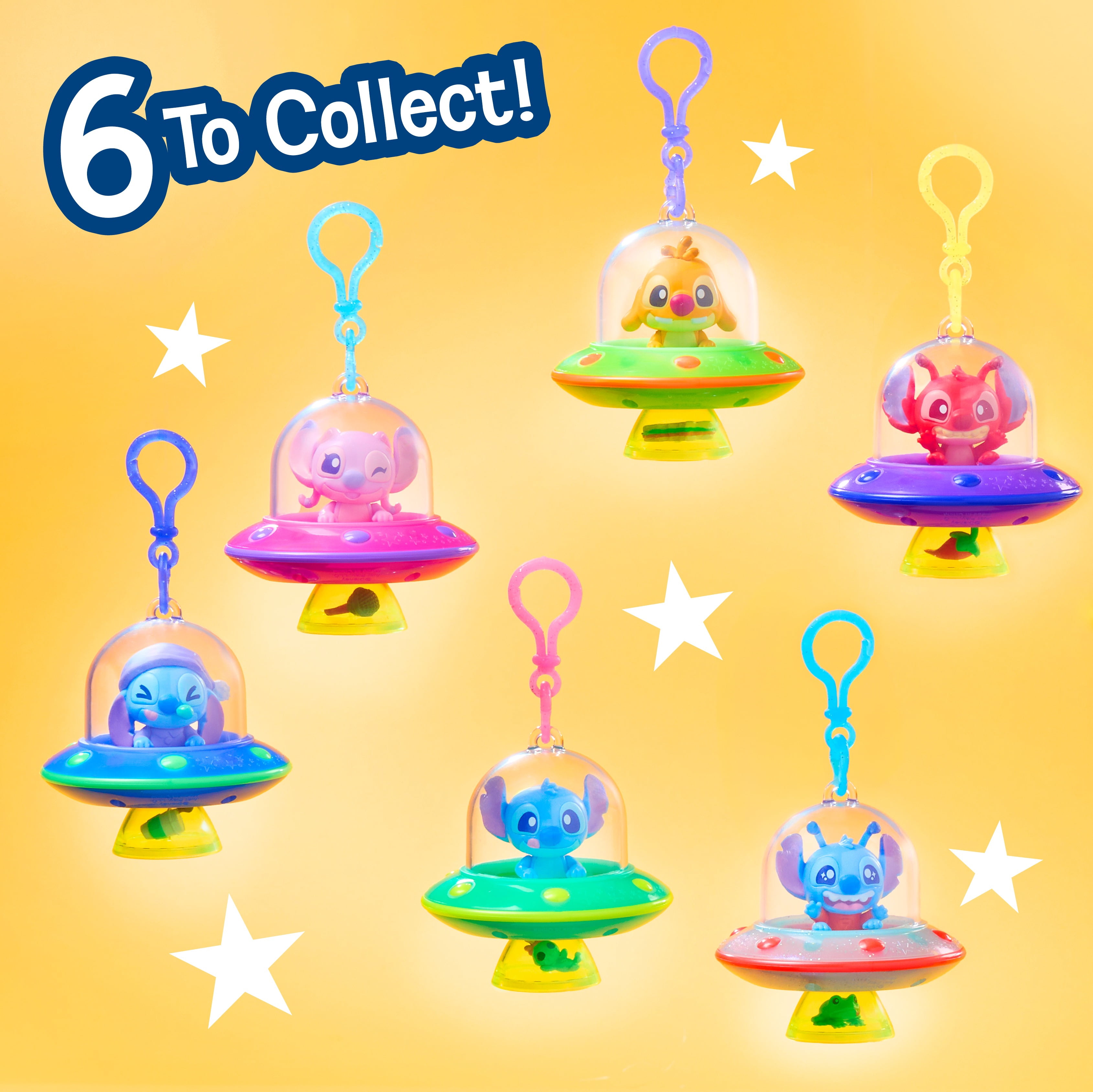 Disney Stitch Clip-On Figures, 3-Inch Collectible Clip-On Figure, Blind Box Toy by Just Play, 6 to Collect, Includes Clip-On Figure, Ages 3+