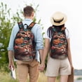 thumbnail image 4 of Disketp Flower Crown Cat print Canvas Backpack Lightweight Travel Daypack Student Rucksack Laptop Backpack-, 4 of 5