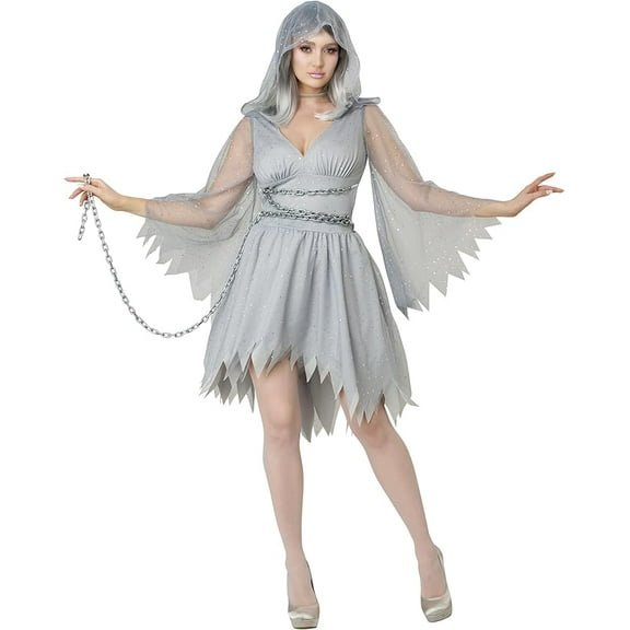 Glimmering Ghost Dress Adult Costume - Silver