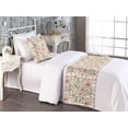 thumbnail image 2 of Vintage Bed Runner Set, Folk Birds and Flowers Swirling Ethnic Design Pattern of Artwork, Decorative Bedding Scarf & a Pillow Sham for Hotels Homes, Twin, Champagne Green and Orange, by Ambesonne, 2 of 3