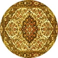 thumbnail image 1 of Ahgly Company Machine Washable Indoor Round Persian Yellow Traditional Area Rugs, 4' Round, 1 of 4