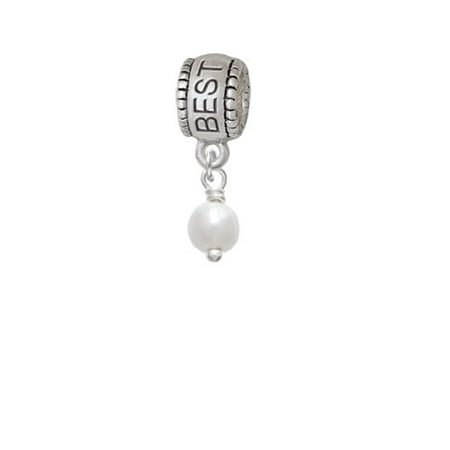 6mm Glass Imitation Pearl Bead Drop - Best Friend Charm
