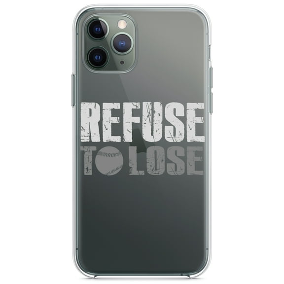 DistinctInk Clear Shockproof Hybrid Case for iPhone 11 (6.1" Screen) - TPU Bumper Acrylic Back Tempered Glass Screen Protector - Refuse to Lose Baseball