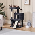 thumbnail image 3 of YEXJ 36in Cat Tree Cat Tower Play House Climber Stand Furniture with Scratching Post, Plush Perch, Dangling Ball, Two Condo and Ramp, for Kittens, Cats and Pet-Black, 3 of 9
