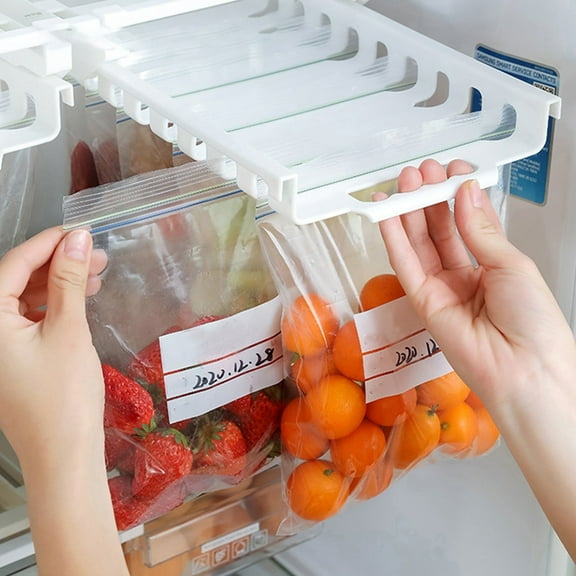 Jierger Refrigerator Storage Bag Storage Rack Kitchen Retractable Sealed Bag Organizer for Fruits Vegetable Food Fresh-keeping
