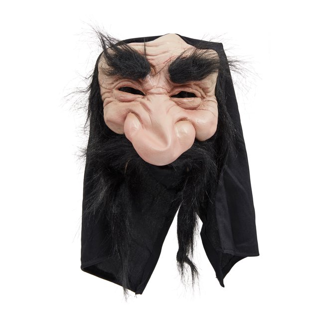Bristol Novelty - Máscara de Gnomo con capucha y barba para adultos (Negro)