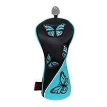 Golf Wood Headcovers PU Leather Protector Scratch Butterfly Pattern Club Head Cover for Golfer Outdoor Sports Travel Transport Black FW