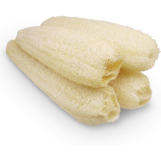 Esponjas de lufa orgánicas naturales Esponjas exfoliantes grandes para baño de ducha Lufa Luffa Loofa Esponjas para depuradores corporales para spa Baño de belleza y piel radiante, paquete de 4