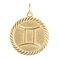 thumbnail image 3 of Reversible Gemini Zodiac Sign Charm Coin Pendant Necklace in Solid Gold (16 Inches), 3 of 4