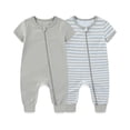 thumbnail image 2 of RTKFRFLM Baby One Piece Romper Double Zipper Long Sleeve Jumpsuit Footless Pajamas Sleep and Play Clothes for, 2 of 3