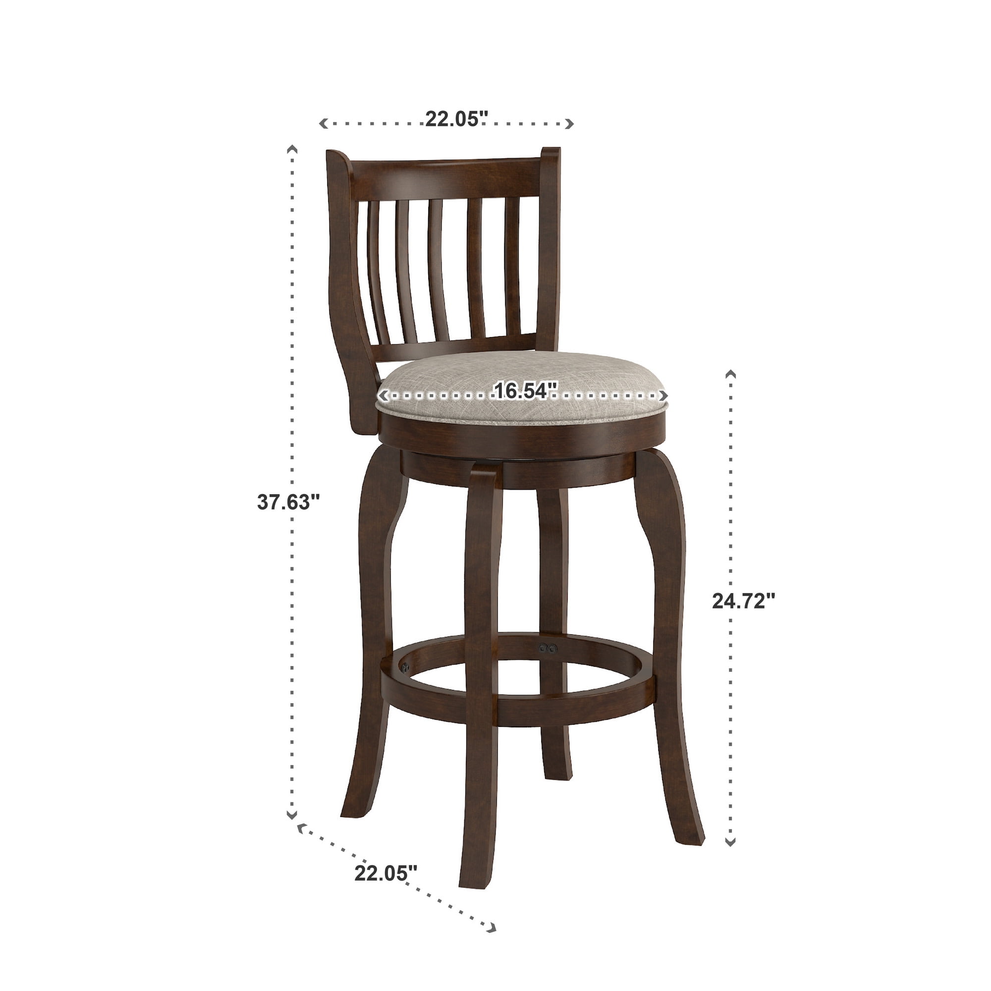 Weston Home Morgan Linen High Back Swivel Counter Height Stool, Grey