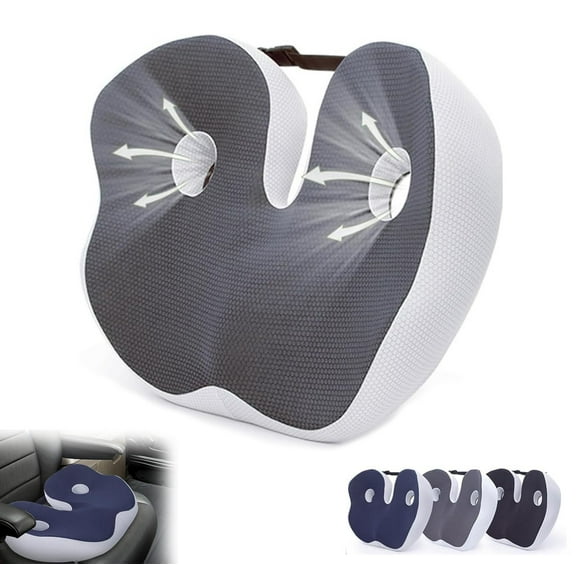 Fanyil Seat Cushion, Fanyil Ergo-Seat Ergonomic Memory Foam Cushion, Adaptive Support U-Shaped Seat Cushion for Office Chair, Car Seat, Airplane, Relieving Pressure Tailbone(Grey)