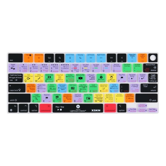 XSKN Lightroom Classic US Layout Shortcut Silicone Keyboard Cover Skin for 2021-2023 Released MacBook Pro 14 inch Macbook Pro 16 inch 2022-2024 Macbook Air 13.6/15.3 inch with Touch ID M1 M2 M3 Chip