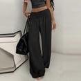 thumbnail image 2 of Lenpel Women's Cotton Linen Pants Pleated Wide Leg Pants Full Length Palazzo Pants Baggy Casual Trousers with Pockets, 2 of 7