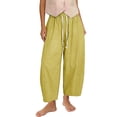 thumbnail image 2 of Women Barrel baggy Pants drawstring Elastic Waist Loose Fitting Casual Wide Leg Trousers for Streetwear Daily Wear Yellow XL, 2 of 9