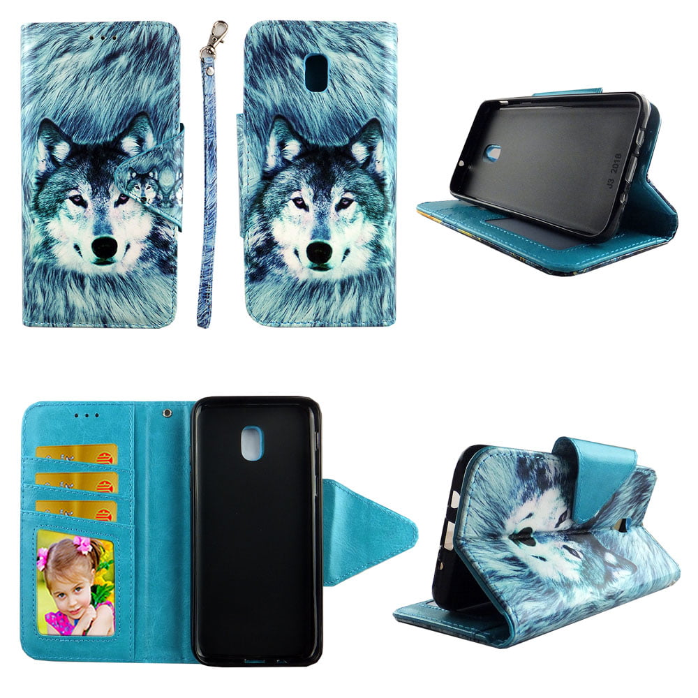 Wees Kabelbaan Bederven Snow Wolf Wallet Case for Samsung Galaxy J3 (2018) / Express Prime 3 / J3  Achieve / J3 Star / Amp Prime 3 Folio Standing Cover Card Slot Money Pocket  Magnetic Closure Fashion Flip Pu Leather - Walmart.com
