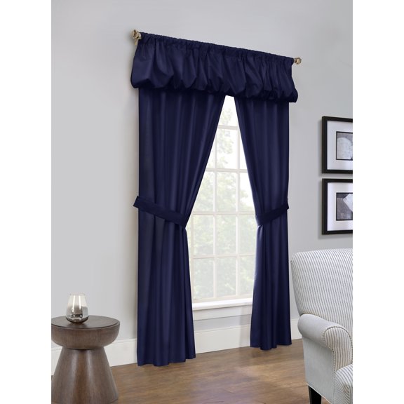Thermalogic Prescott Room Darkening Rod Pocket Five in One Curtain Set 80 x 84 in Navy
