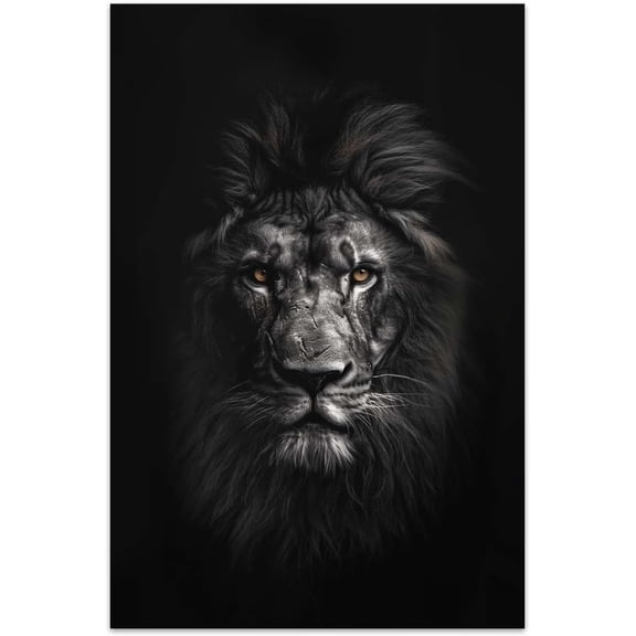 Unframed Canvas Wall Art For Bedroom Office Wall Decor, 18x12in Black Lion Wall Decorations For Living Room Painting Pictures Artwork For Modern Posters Prints Home Decor