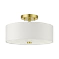 thumbnail image 6 of Livex Lighting Meridian 13" 2-Light Metal & Fabric Semi Flush in Satin Brass, 6 of 17