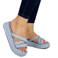 thumbnail image 3 of toraway Womens Sandals Size 9 Ladies Fashion Summer Solid Color Leather Open Toe Thick Sole Casual Sandals 8, 3 of 4