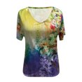 thumbnail image 4 of Birdeem Mode Femme Blouse à Manches Courtes Imprimée Col en V T-Shirt d'Été, 4 of 7