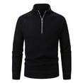thumbnail image 4 of RYDCOT Mens Half Zip Fall and Winter Solid Color Fashionable Casual Stand up Collar Thick Sweater Black, 4 of 9