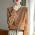 thumbnail image 2 of Breezora Women Short Crochet Cardigan Knit Sweater With Cable Pattern Front Open Boho Style Top XXL Size Coffee, 2 of 4