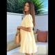thumbnail image 4 of Vestido Mini de Corta Abullonada para Mujer, Fluido, Estilo Y2K, con Volantes, Ribete de Encaje, Lazo Frontal, Bordado, Corte A Amarillo S, 4 of 10