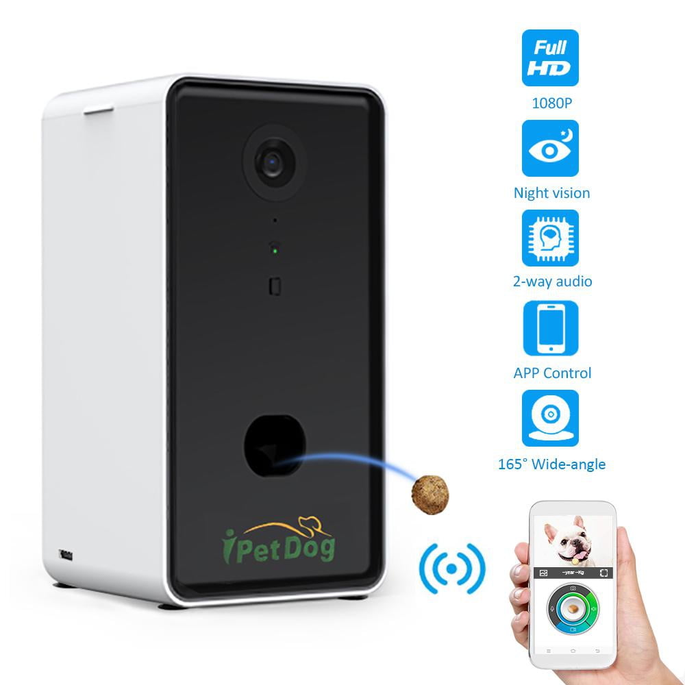 Electric Automatic Pet Dog Feeder iOS Android App Wifi Night Vision