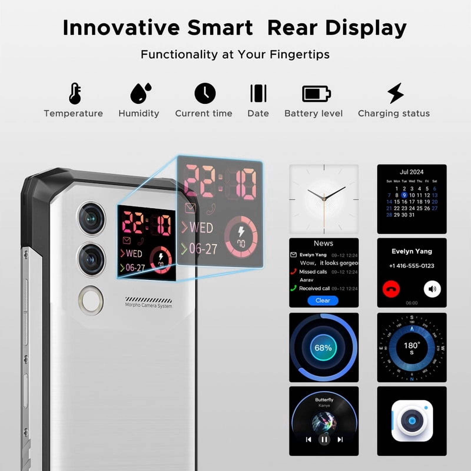 DOOGEE Blade 10 Max Rugged Phone Unlocked,10300mAh Rugged Smartphone,6.56" HD+ 1.54" Dual Screen,20GB+256GB/2TB,4G Dual SIM Android Waterproof Phone,3 Card Slots/NFC/Face ID/OTG