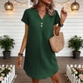 thumbnail image 7 of Lime Green Brunch for Teen Girls Fall Summer Short Sleeve V Neck Faux Linen Mini Short Plain Dresses Womens 2026 Clothes Fashion Y2K S, 7 of 7