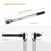 Tacklife HTW2C, 1/2 inch Drive Click Torque Wrench Durable Reversible Ratchet Wrench 2 Piece Pack