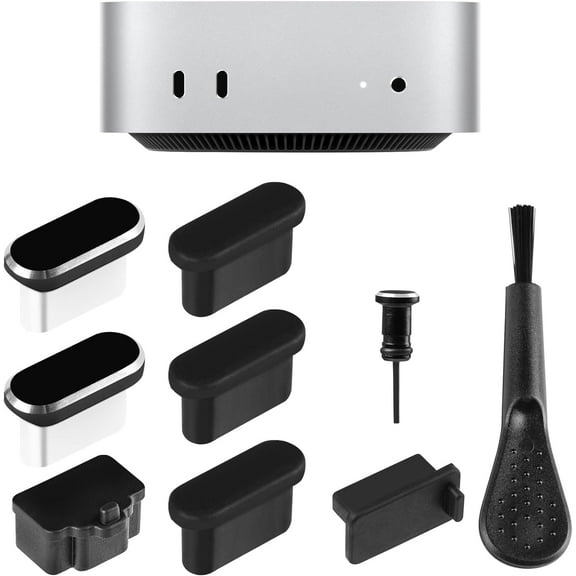 Dust Plug Cover Kit for Mac mini M4/M4 pro, USB C Port Cover with Cleaning Brush, for Mac mini M4 Accessories