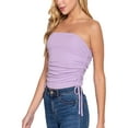 thumbnail image 2 of FashionMille Women's Slim Fit Off Shoulder Side Ruched Detail Rib Jersey Knit Crop Tube Top, 2 of 6