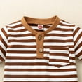 thumbnail image 5 of Baby Boy Outfits Summer Kids Toddler Boys Casual Outfit Striped Print Short Sleeve T Shirt and Shorts Hawiian Style Suit Baby Outfits Brown 0 Months-6 Months, 5 of 7