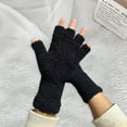 thumbnail image 4 of harmtty Winter Gloves Unisex Half-finger Thermal Gloves Soft Fleece Elastic Wrist Anti-slip Windproof Extended Wrist Ideal for Winter Weather Writing Typing 1 Black, 4 of 8
