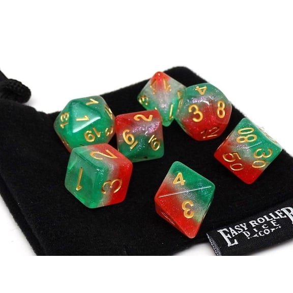 Frozen 3 Tone - Green, White, Red with Gold Font - 7 Piece Set