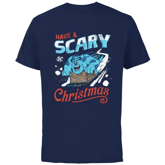 Disney and Pixar’s Monsters, Inc. Have a Scary Christmas - Short Sleeve Cotton T-Shirt for Adults - Customized-Navy