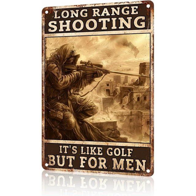 Aluminum Metal Signs Long Range Shooting It's Like Golf But For Men Metal Tin Sign for Home Kitchen Retro Decor Yard Garden Outdoor 12×16 Inches
