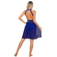 thumbnail image 3 of YONGHS Women Lyrical Dance Costume Gymnastics Sleeveless Mesh Color Block Ballet Leotard Dress Blue L, 3 of 7