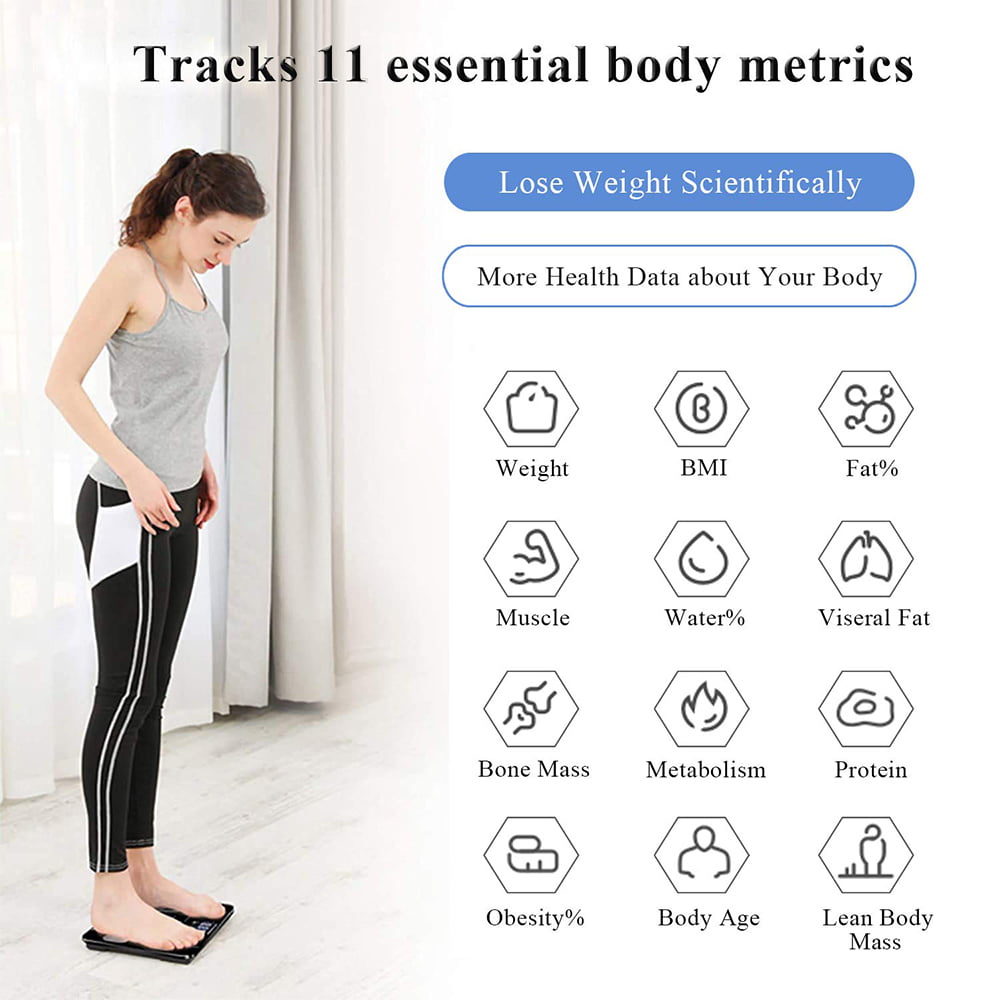 Surpahs DS2 2016 Body Fat Scale, 4 User Recognition, Measures Body Weight,  Fat, Water, Calories, Muscle and Bone Mass